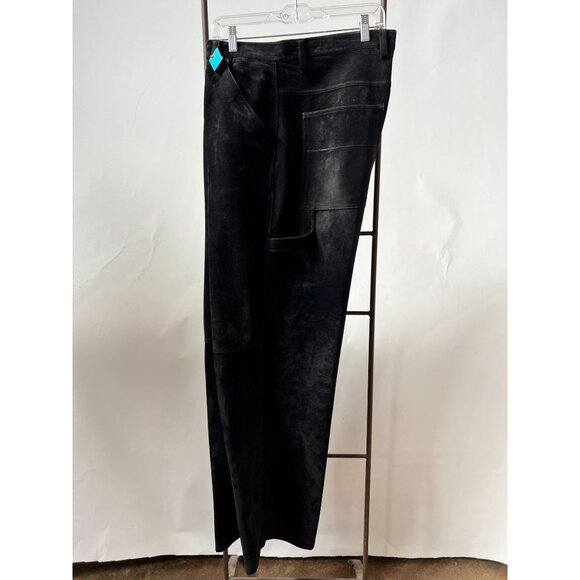 Black faux suede Pants By Virgola Uomo 40 100% Polyester Made In Korea - Picture 8 of 16